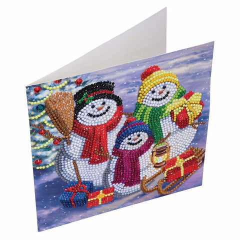 Crystal Art Card Kit Snowman Family Fun