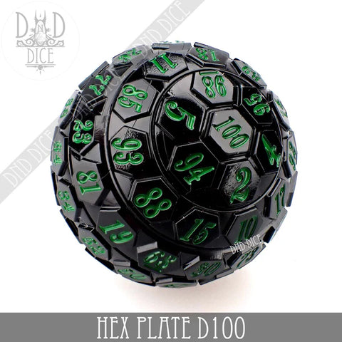 100 Sided Die - Black with Green