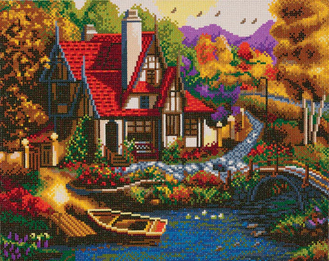 Crystal Art Large Riverside Cottage