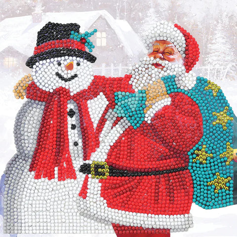 Crystal Art Card Kit Santa and Snowman