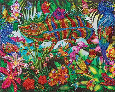 Crystal Art Large Chameleon Jungle